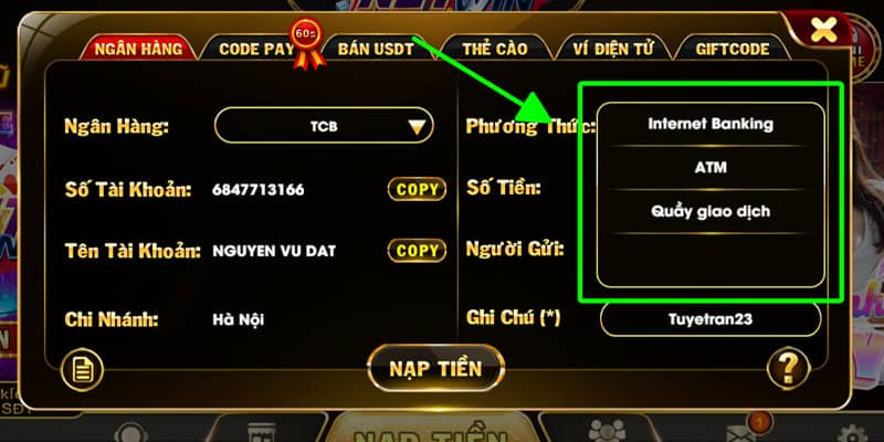 Hãy chọn 1 trong 3 hình thức chuyển tiền này Hãy chọn 1 trong 3 hình thức chuyển tiền này