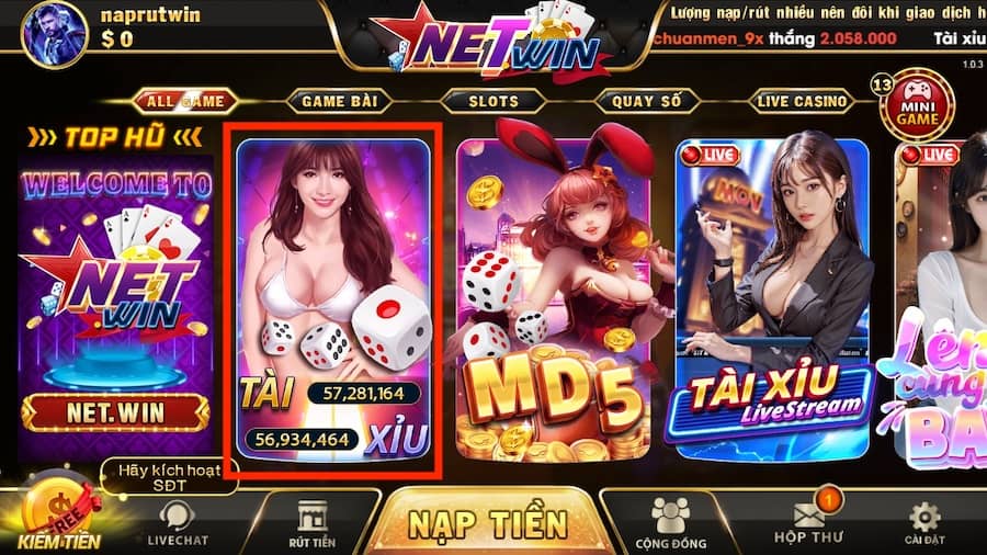 Nhấn chọn trò chơi tài xỉu online như hình trên Nhấn chọn trò chơi tài xỉu online như hình trên